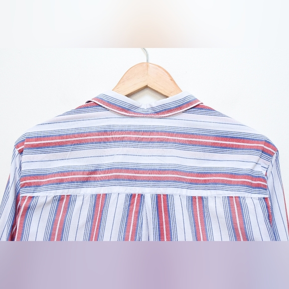 Frank & Eileen Grayson The Hero Button Down Shirt Red & Blue Stripe Cotton Sz XL - Picture 7 of 12